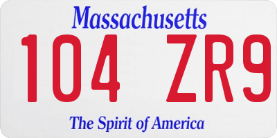 MA license plate 104ZR9