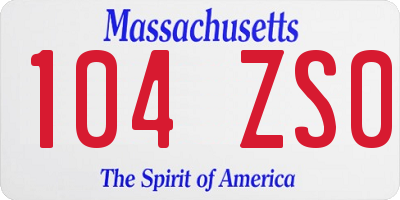 MA license plate 104ZS0