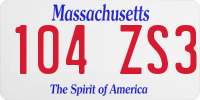 MA license plate 104ZS3