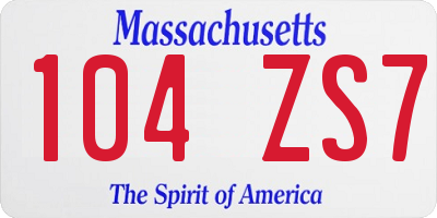 MA license plate 104ZS7