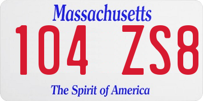MA license plate 104ZS8