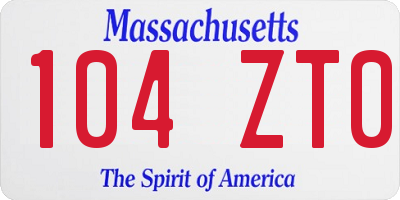 MA license plate 104ZT0