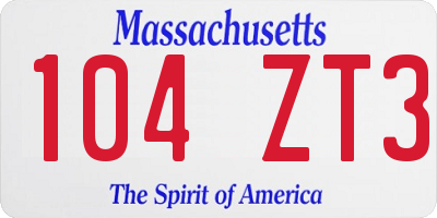 MA license plate 104ZT3