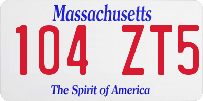 MA license plate 104ZT5