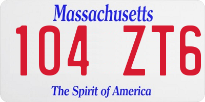 MA license plate 104ZT6