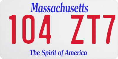 MA license plate 104ZT7