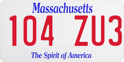 MA license plate 104ZU3
