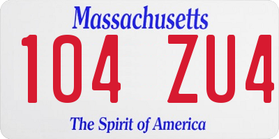 MA license plate 104ZU4