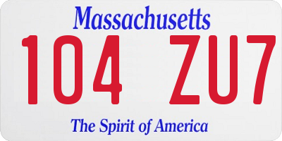 MA license plate 104ZU7