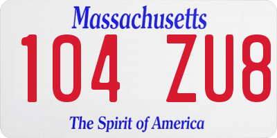 MA license plate 104ZU8