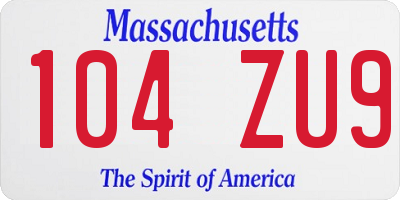 MA license plate 104ZU9