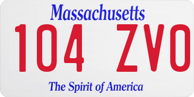 MA license plate 104ZV0
