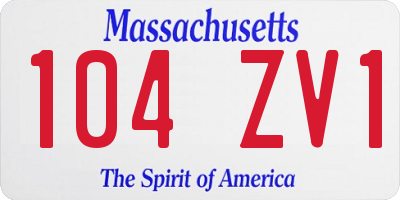 MA license plate 104ZV1