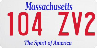 MA license plate 104ZV2