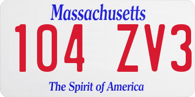 MA license plate 104ZV3