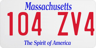 MA license plate 104ZV4