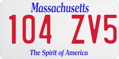 MA license plate 104ZV5