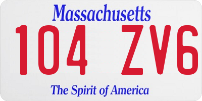 MA license plate 104ZV6