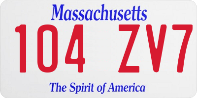 MA license plate 104ZV7