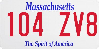MA license plate 104ZV8