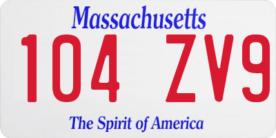 MA license plate 104ZV9