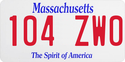 MA license plate 104ZW0