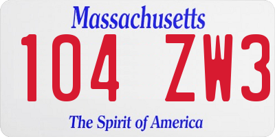 MA license plate 104ZW3