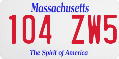 MA license plate 104ZW5