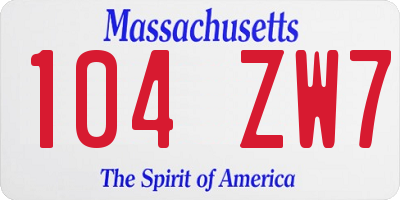 MA license plate 104ZW7