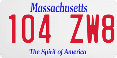 MA license plate 104ZW8