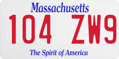 MA license plate 104ZW9