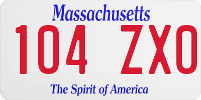 MA license plate 104ZX0