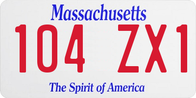 MA license plate 104ZX1
