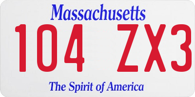 MA license plate 104ZX3
