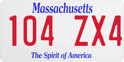 MA license plate 104ZX4