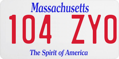 MA license plate 104ZY0
