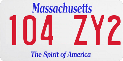 MA license plate 104ZY2