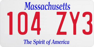 MA license plate 104ZY3