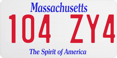 MA license plate 104ZY4