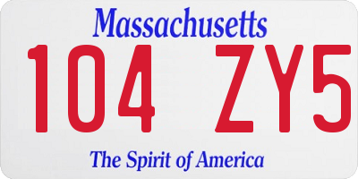 MA license plate 104ZY5