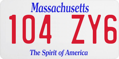 MA license plate 104ZY6