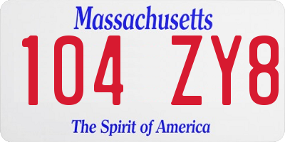 MA license plate 104ZY8