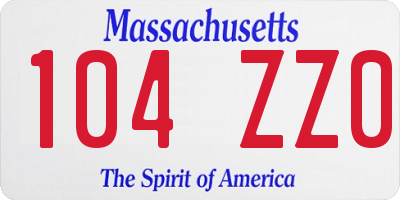 MA license plate 104ZZ0