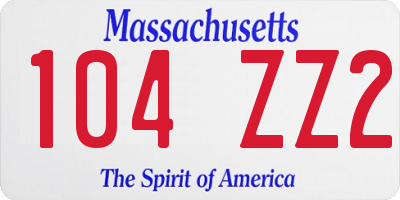MA license plate 104ZZ2