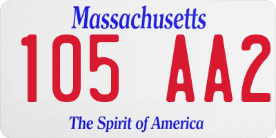 MA license plate 105AA2