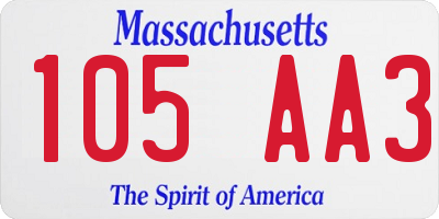 MA license plate 105AA3