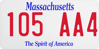 MA license plate 105AA4