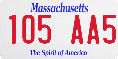 MA license plate 105AA5