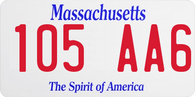MA license plate 105AA6