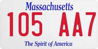 MA license plate 105AA7